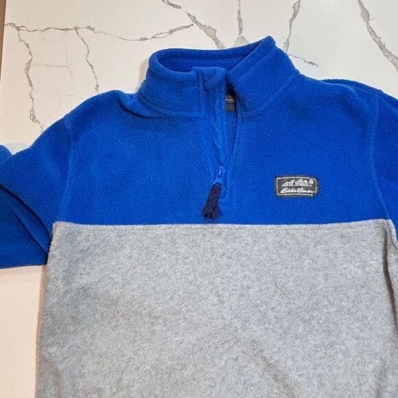 Eddie Bauer | Boys Pull Over Fleece Jacket Gray Blue 1/4 Zip Size M 10-12 - Picture 5 of 14